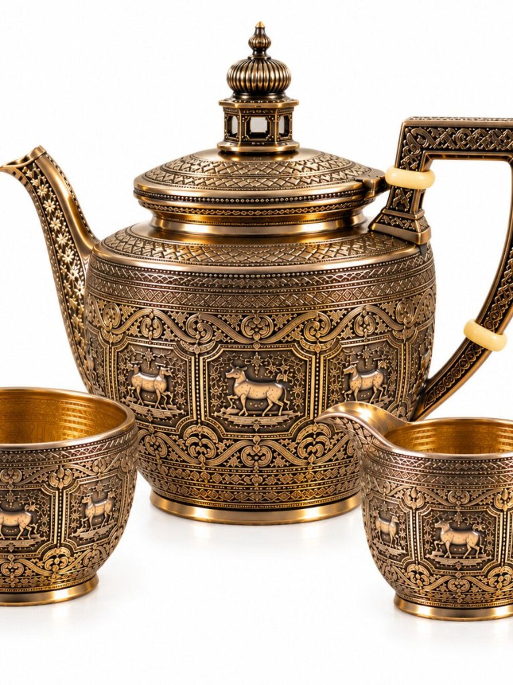 TeaPot-15--Antique 1836 William IV English Silver Tea Set – Ornate Collector's P